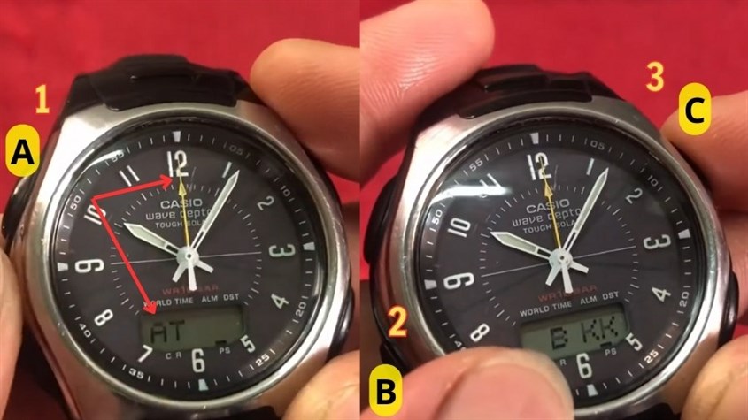 chỉnh giờ đồng hồ Casio Wave Ceptor Tough Solar