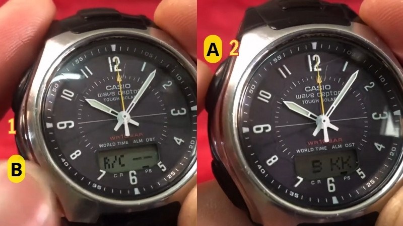 chỉnh giờ đồng hồ Casio Wave Ceptor Tough Solar