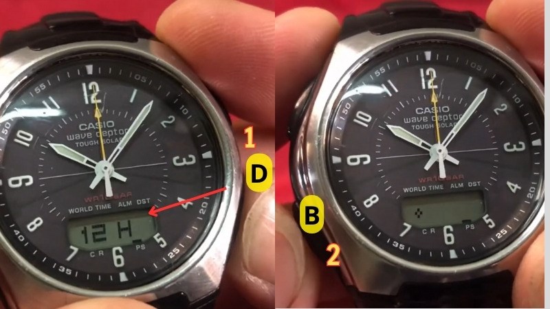 chỉnh giờ đồng hồ Casio Wave Ceptor Tough Solar