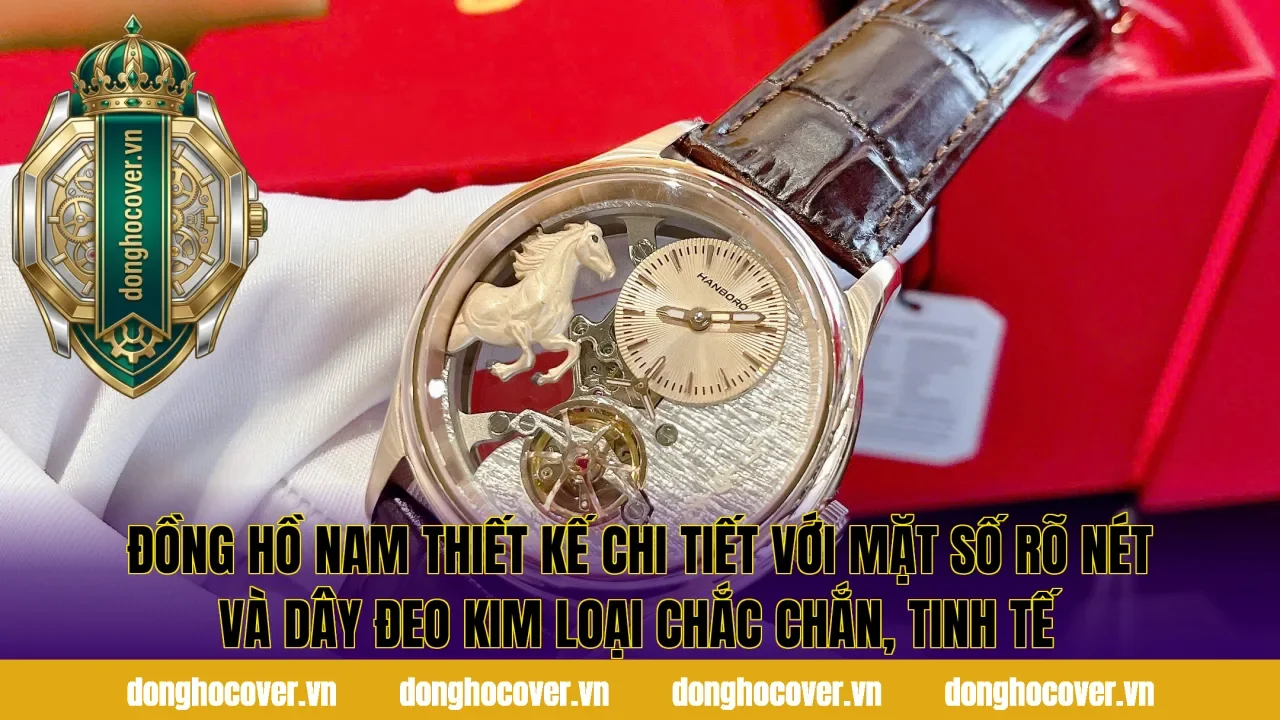 Đồng hồ nam thiết kế chi tiết với mặt số rõ nét và dây đeo kim loại chắc chắn, tinh tế