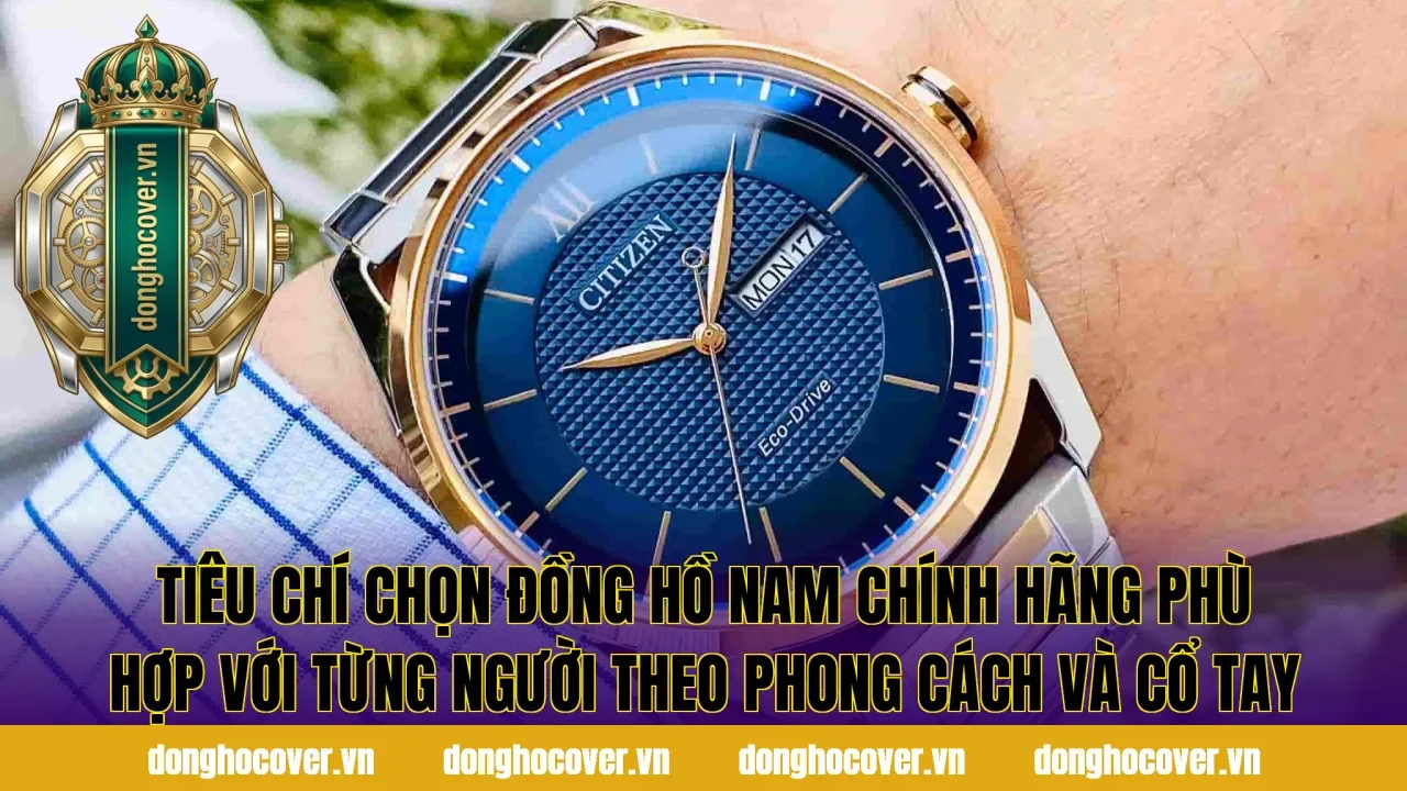 Tiêu chí chọn đồng hồ nam chính hãng phù hợp với từng người theo phong cách và cổ tay